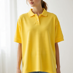 Polo de golf para mujer con hombros caídos, camiseta Polo de manga corta con cuello vuelto de gran tamaño para mujer - Product Image 5
