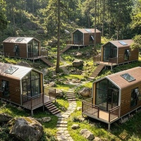 Maison préfabriquée moderne modulaire de 15 pieds, alimentée, avec système d'ouverture de 30 m², sur pieds, style exécutif, solaire, en bois