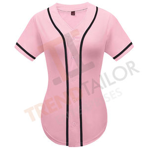 T-shirt de baseball à boutons pour femme, jersey uni de haute qualité pour le hip-hop et le softball - Product Image 3