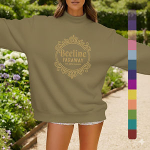 Custom 3D Embroidery <b>Women's</b> French Terry Loose Fit Casual Winter Sweatshirt Mock Neck Sweatshirt Front Logo OEM/ODM Service - Product Image 1