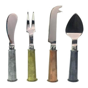 Long Lasting Wholesale Silver Nickle Stock Custom Cheese Tools With Colored <b>Bone</b> <b>Handle</b> <b>Knives</b> Cutting Sets for Dinner Event Use - Product Image 1