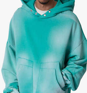 Sudadera con Capucha de Moda Invernal para Hombre, 100% Algodón, Lavado Desteñido, Estilo Urbano, con Bordado y Detalles Decorativos de Pedrería - Product Image 5