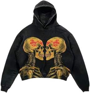 Sudadera con capucha vintage de fábrica, personalizada, con lavado ácido y teñido anudado, para hombre, con gráfico bordado, de peso pesado, oversize, para invierno - Product Image 5