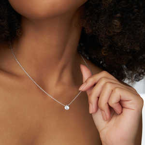 0,50-1,00 CTW 14K Ajuste de bisel Diamante redondo Lab Grown Solitaire Collar 14K Oro amarillo y blanco Regalo de cumpleaños para ella - Product Image 3