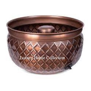 Fancy Copper Made Metal Garden Ware Hose <b>Pot</b> for Storage Water Pipes and Plants Decorative Round Shape Designer Garden Ware <b>Pots</b> - Product Image 1