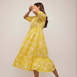 Été chaud femmes décontracté lin Maxi robe couleur personnalisée bouton décoration Style bohème pour cadeau d'anniversaire taille naturelle - Product Image 1