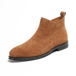 Top Grain Cow hide Short Boots with Breathable Lining and Wear Resistant for Daily S <b>hoes</b> Commute and Outdoor Boots - Product Image 2