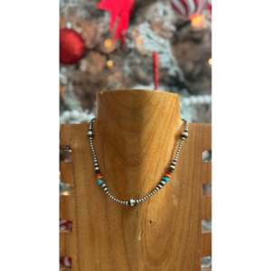 Collar de Perlas Graduadas Navajo con Múltiples Piedras y Plata de Ley, Joyería Cultural Coleccionable - Product Image 1