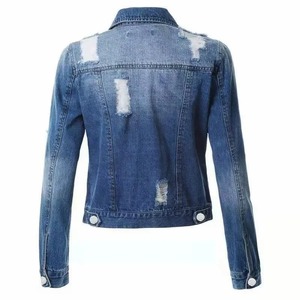 Premium 100% coton biologique élégant Denim veste nouveau décontracté en gros à capuche jean veste personnaliser à capuche femme veste - Product Image 5
