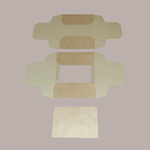 20pcs boîte en papier recyclé marron avec stratification brillante/mate 130x90H45mm boîtes à collation rigides avec couvercle de fenêtre - Product Image 2