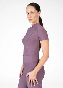 Chemise d'équitation légère à manches courtes pour femmes, respirante, extensible, tissu athlétique, haut d'équitation, couche de base OEM - Product Image 5