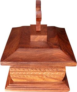 Belle boîte d'urne en bois pour cendres humaines adulte-Conception de coupe de boîte d'urne funéraire décorative avec croix sur grand (contient 190 Cu/in) - Product Image 2