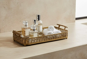 Plateau de service en métal pour décoration de mariage, poignées en laiton, plateaux antiques faits à la main, forme rectangulaire, vaisselle de qualité supérieure pour la restauration - Product Image 4