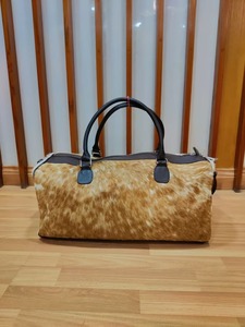 Unisex Cowhide Duffle <b>Bag</b> Genuine Leather Travel Luggage with Fashionable Candy Pattern - Product Image 5