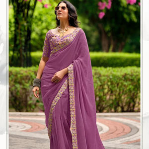 Designer Superbe Mariage Traditionnel Pakistanais Ethnique Fantaisie Sari Belle Soie Douce Georgette Haute Qualité Party Wear Saree - Product Image 1
