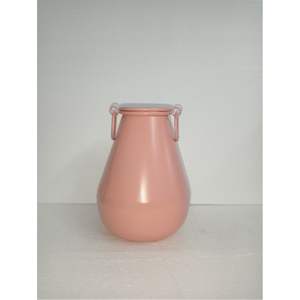 Vase décoratif en métal rose mat de luxe - Petit pot à fleurs en fer avec poignées - Vase tendance pour la décoration de table de mariage et d'événements - Product Image 1