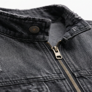 Chaqueta de Mezclilla de Algodón de Alta Calidad para Hombre, Cuello Alto, Botones con Logotipo Frontal, Lavado, Bordado Personalizado, Reversible, Ropa de Invierno - Product Image 4