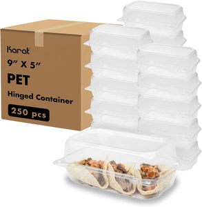 Contenedores de comida Karat Plastic Clamshell Take [9 "x 5"-250 Ct] Durable Apilable Resistente a las grietas Biodegradable para microondas Go - Product Image 5