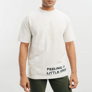 เสื้อยืดผู้ชายโอเวอร์ไซส์ลายกราฟิกผ้าฝ้าย280gsm หนักเสื้อยืดสีทึบออกแบบได้ตามต้องการ - Product Image 1