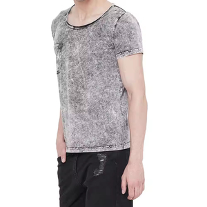 Plain Dyed <b>Men's</b> Acid Wash T-<b>Shirt</b> with Pocket Breathable 100% Cotton High Quality Streetwear Casual <b>Shirts</b> - Product Image 2