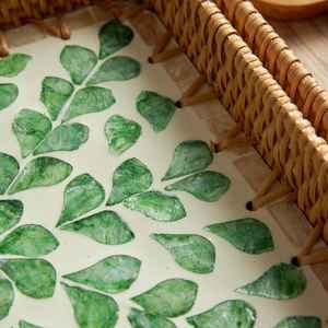 2024 Serving <b>Tray</b> Rattan <b>Tray</b> Inlaid With Mother of Pearl for Home Decor/ Kitchen With Handle From Vietnam - Product Image 5