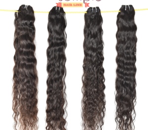 Venta al por mayor 100% Temple Virgin Indian bundle machine doble trama de procesamiento de onda profunda sin cutícula alineada extensiones de cabello humano - Product Image 1