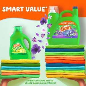 Détergent à lessive liquide Gain, parfum lavande, 154 fl oz, 107 lavages, compatible HE, savon liquide pour lessive - Product Image 4