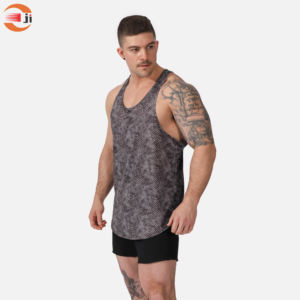Camisetas de gimnasio informales personalizadas OEM para hombre, camisetas sin mangas, ropa deportiva de LICRA de algodón para culturismo, Fitness, correr en verano - Product Image 4