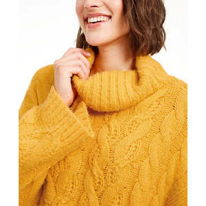 Maglione da Donna Vintage con Collo ad Anello Lavorato a Maglia a Treccia, Stampa Ricamata Sole + Luna, Giallo, Taglia Extra Large, Traspirante, Lungo, per la Stagione Autunnale - Product Image 3