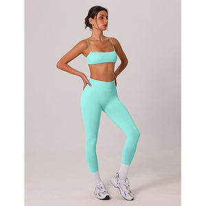 Ensemble de vêtements de yoga pour femmes, haut de sport sans couture, leggings taille haute, extensible, respirant, vêtements de sport - Product Image 2