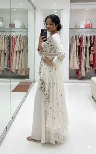 ชุดงานเลี้ยงสุดหรู ดีไซน์เนอร์ออกแบบพิเศษ เสื้อปักลายรังโกลีผ้าไหมพร้อมกางเกงผ้าไหมรังโกลีปักลาย พร้อมผ้าคลุมไหล่ปักลาย - Product Image 3