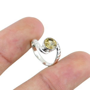 ซิทรินอัญมณีแหวน Cabochon การออกแบบที่ดีที่สุดธรรมชาติทําด้วยมือ 925 แหวนเงินแท้ 925 เงินประทับตราเครื่องประดับเงิน - Product Image 1