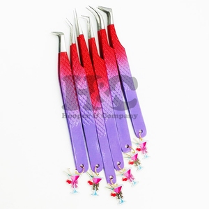 Pinzas de oferta superior, pinzas de acero inoxidable rosa para extensiones de pestañas, pinzas Ombre con logotipo sostenible de visón - Product Image 3