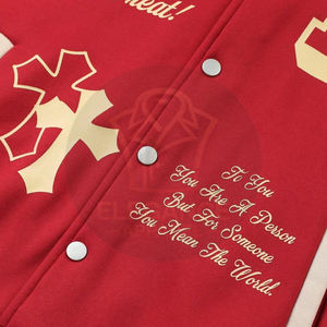 Veste de baseball universitaire décontractée à coupe ample avec imprimé étoiles contrastant, idéale pour le printemps et l'automne, disponible en gros - Product Image 3