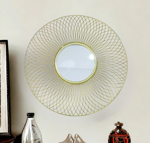 Espejo Decorativo de Pared con Marco Metálico Estilo Bohemio, Color Dorado, Moderno, Personalizado, Hecho a Mano, Ecológico, Decoración para el Hogar y Hoteles - Product Image 5