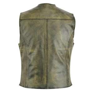 Gilet en cuir de vache pour homme de style occidental, coupe-vent, respirant, sans manches, veste d'équitation d'hiver, fermeture à boutons, motards, cow-boys - Product Image 6