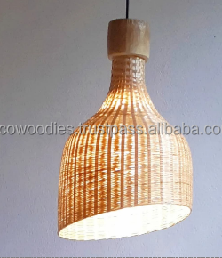 Decorative Bamboo Wicker Shade Hand Woven Pendant Lamp Modern Minimalist Bedroom Living <b>Room</b> Home Furniture Ceiling Light - Product Image 5
