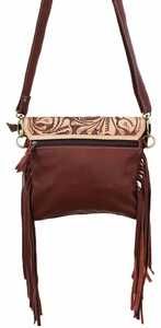 Hot Selling Bohemian Vintage Style Women's Handmade Genuine Cowhide Leather Crossbody <b>Bag</b> Tassel <b>Zip</b> Closure Canvas Lining - Product Image 2