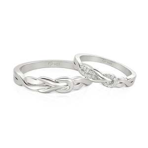 Juego de Anillos de Pareja Jeulia Classic Hercules Knot Twist con Circonita para Boda - Product Image 1