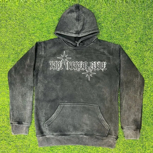 Sudadera con Capucha para Hombre, de Algodón Grueso, Lavado Ácido, Estilo Urbano Vintage, Acabado Retro, Corte Regular Informal, Forro Ecológico - Product Image 1