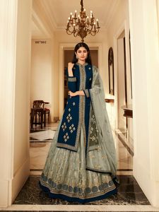 Ensemble de vêtements indiens pakistanais en georgette lourde multi-broderies et pierres Lehenga Top Dupatta pour mariages et fêtes - Product Image 5
