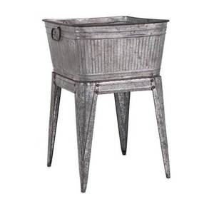 Macetas de Color gris galvanizado de primera calidad con soporte de Color negro Macetas y jardineras Venta al por mayor Maceta de decoración de jardín - Product Image 6