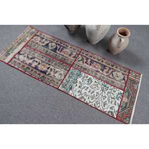 พรมวินเทจสไตล์ตุรกี ขนาด 2.1x5.4 ฟุต พรมขนสัตว์สีน้ำเงินลายแบบนามธรรม - Product Image 4