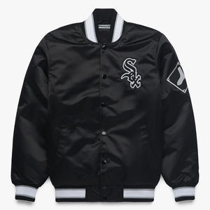 Service OEM ODM, veste bomber en soie personnalisée avec nom d'équipe, col montant, hiver, style vintage, tendance streetwear - Product Image 2