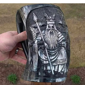 Chope à bière en corne de style viking, écologique, faite à la main, en matériaux organiques, pour fêtes, restaurants, vacances et amoureux - Product Image 1