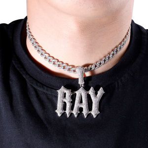 Colgante de moissanita personalizado, diseño de letra de Plata de Ley 925, nombre personalizado, joyería de hip hop helada para él, cumpleaños perfecto - Product Image 5