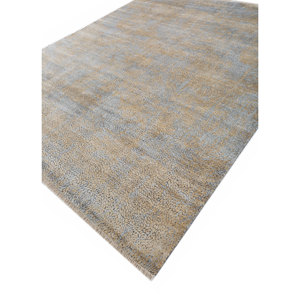 Alfombra Kavi Gris y Negra Anudada a Mano de Lana y Seda de Bambú Unstring Srb(159) con Patrón Abstracto para Uso Doméstico - Product Image 2