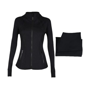 Traje de Yoga, chaqueta con cuello levantado, mallas para mujer, cremallera, secado rápido, ejercicio físico, correr, ligero, sencillo, versátil - Product Image 4