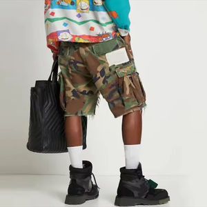 Customized Manufacturer Custom logo Distressed <b>Denim</b> Camo <b>Shorts</b> Custom Made Fashion <b>Elastic</b> Waist Jean <b>Shorts</b> Men - Product Image 4