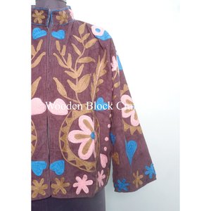 Custom Made Embroidered cotrise Woven Wool Jackets with Cotton Filled Artisan Craftsmanship Windproof Multi Coloured jacket - Product Image 2